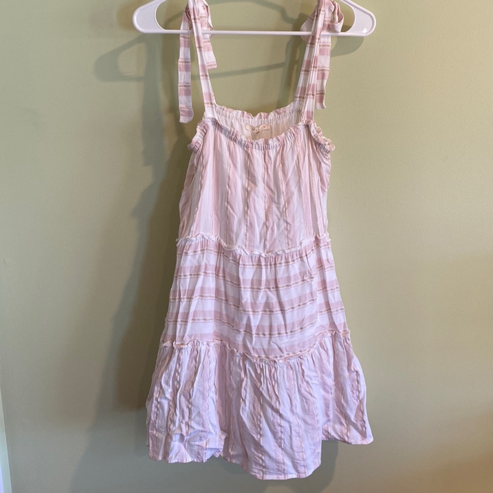 pink, gold and white mini dress from boutique shop